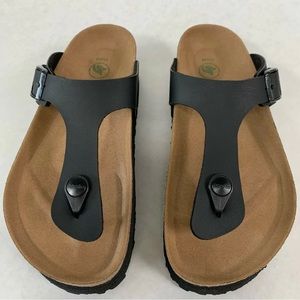 New w/o Box Birkenstock Pap Gizeh Grooved Platform Black Vegan RegularSelectSize